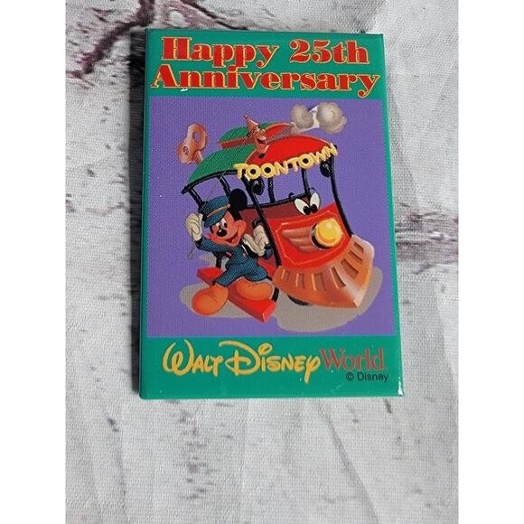Walt Disney World Happy 25th Anniversary Toon Town Cast Exclusive Pin Button - Picture 1 of 3